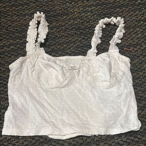 White Textured Crop Top